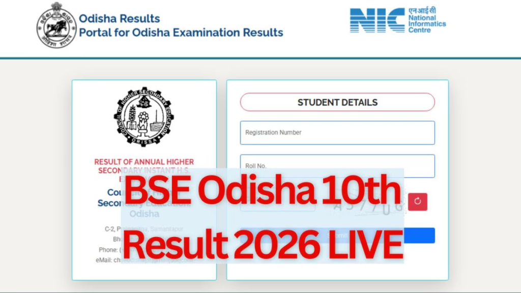 BSE Odisha 10th Result Marksheet 2026